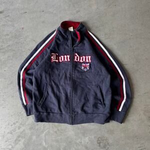 Y2k roma athletic london striped zip up jacket